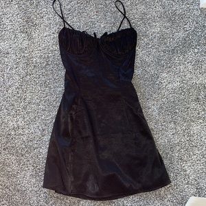 Black silk mini dress